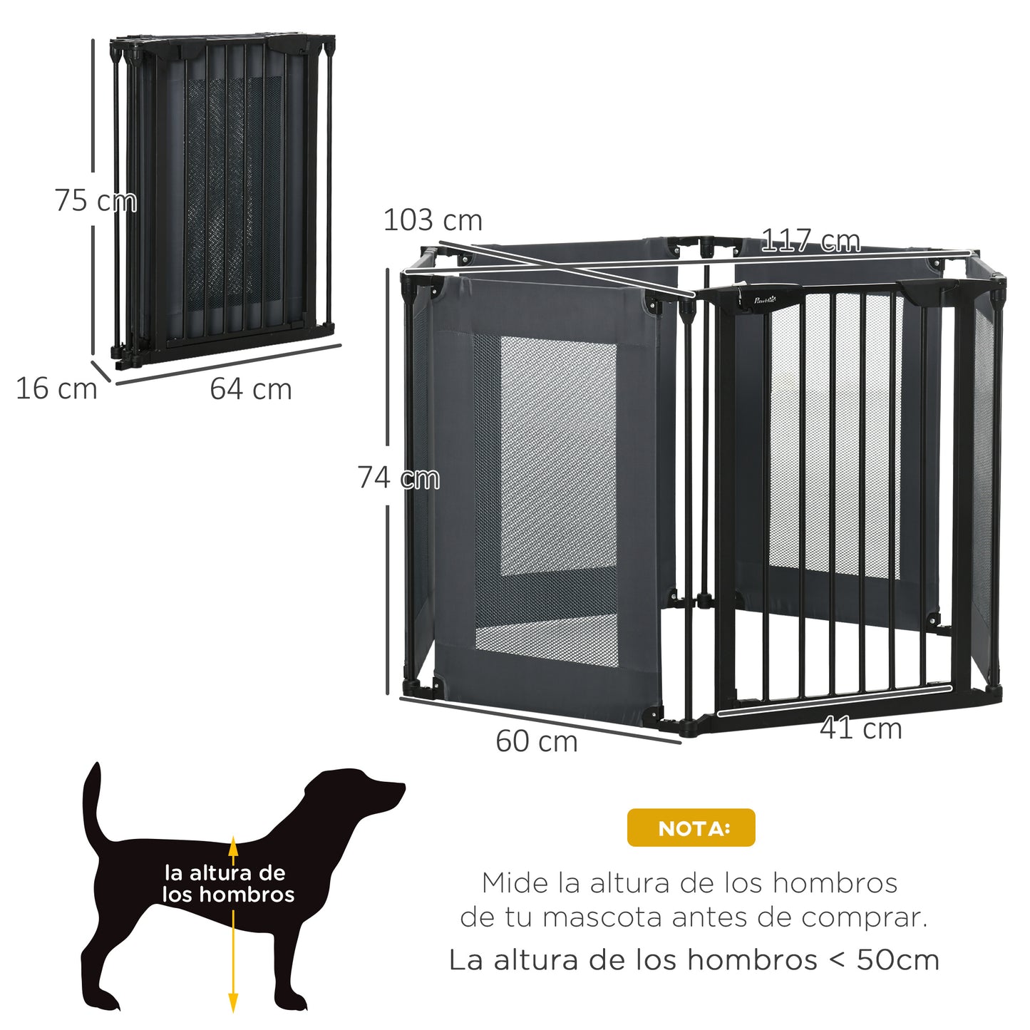 Pawhut Parque Para Perros Plegable 6 Paneles Barrera De Seguridad 117x103x74 Cm_2