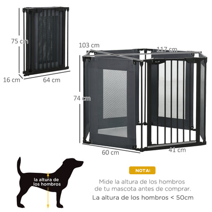 Pawhut Parque Para Perros Plegable 6 Paneles Barrera De Seguridad 117x103x74 Cm_2