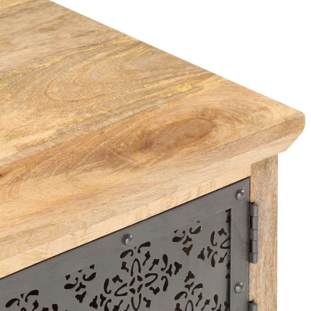 Mesa De Centro Con Puerta Madera Maciza De Mango 90x50x35 Cm_3