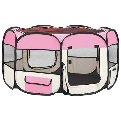 Parque De Perros Plegable Y Bolsa Transporte Rosa 125x125x61cm_4