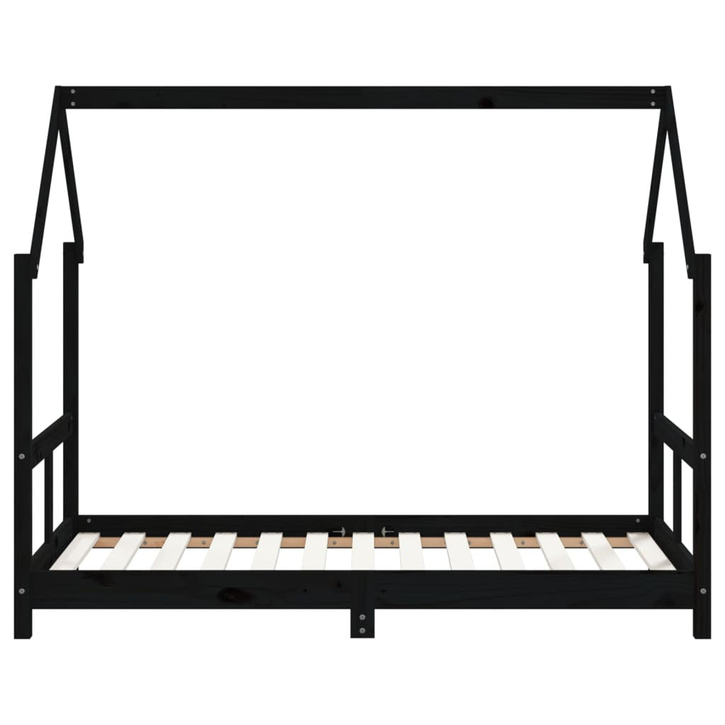 Vidaxl Estructura De Cama Para Niños Madera De Pino Negro 80x160 Cm_3