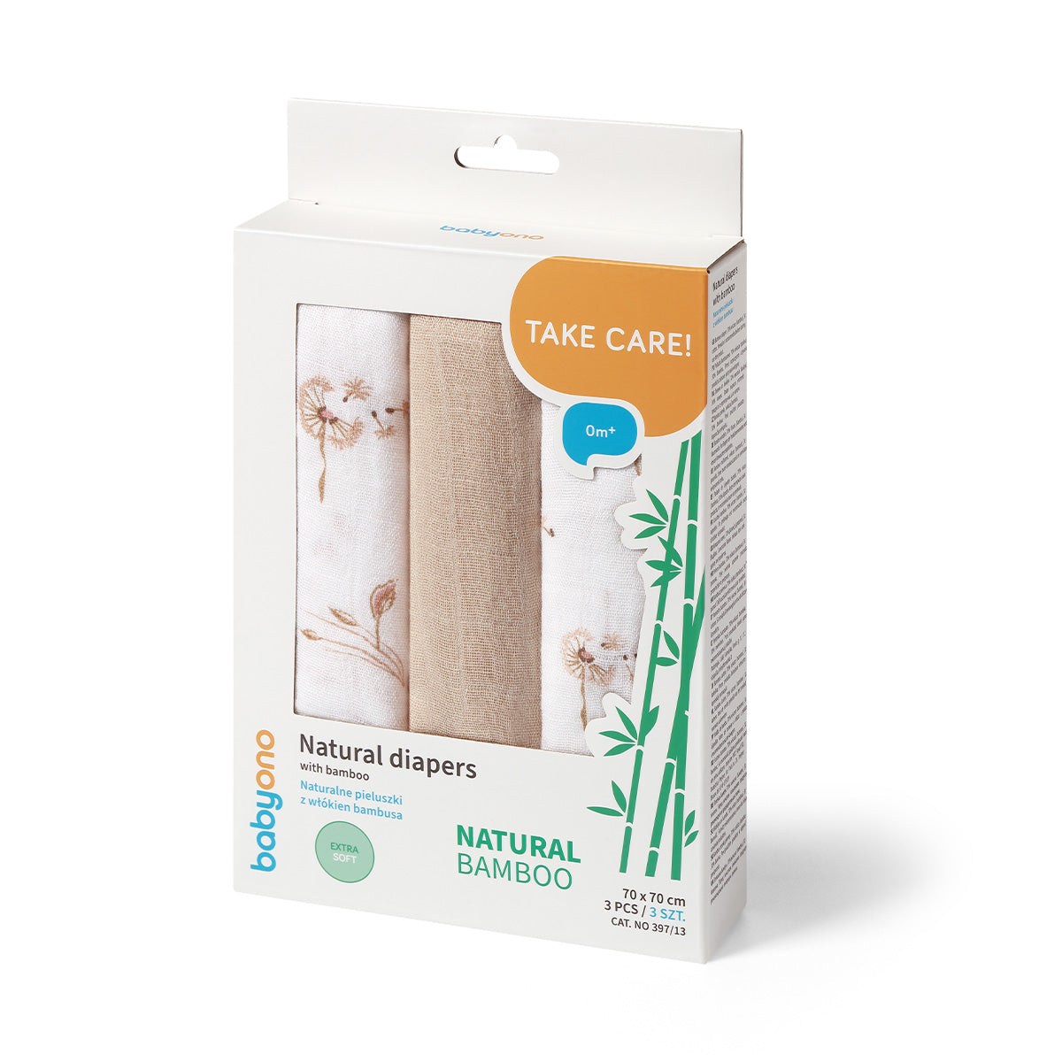 Babyono Pack 3 Muselinas Natural Bambú Organico 70x70 Cm_1