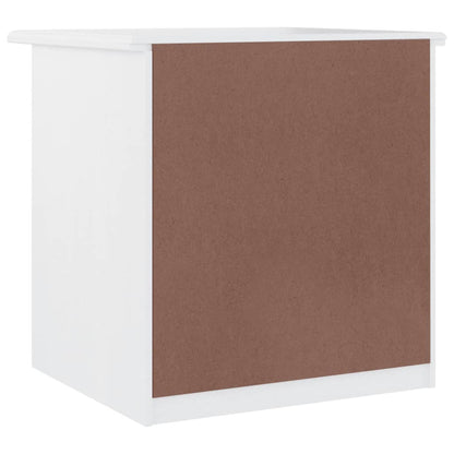 Mesita De Noche Alta Madera Maciza De Pino Blanco 41x35x41 Cm_4
