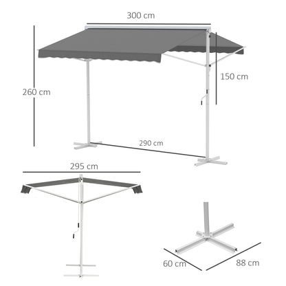 Outsunny Toldo De Pie 300x295x255 Cm Ajustable Portátil Poliéster Jardín Terraza_2