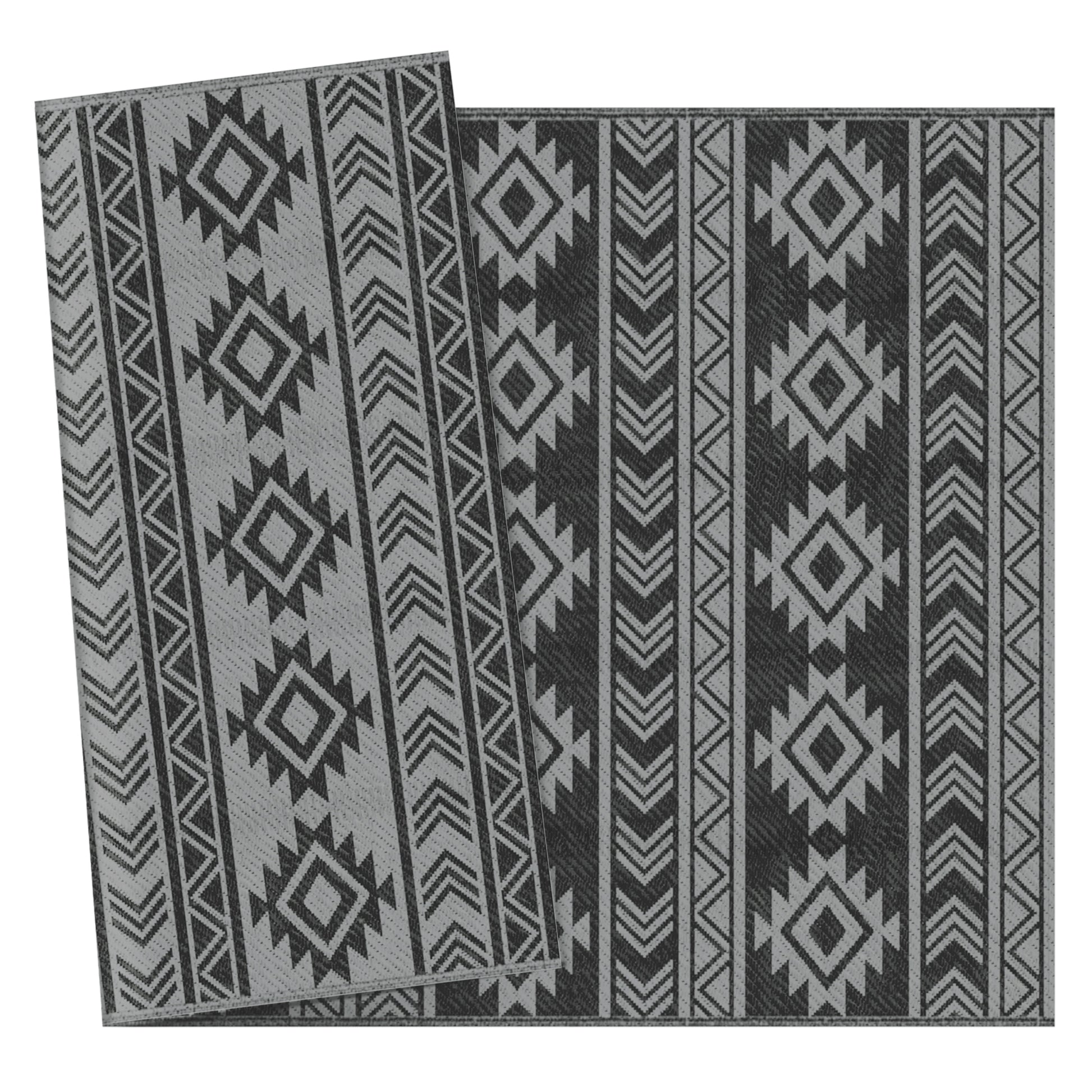 Outsunny Alfombra De Exterior 182x274 Cm Impermeable Anti-uv Negro Y Gris_3