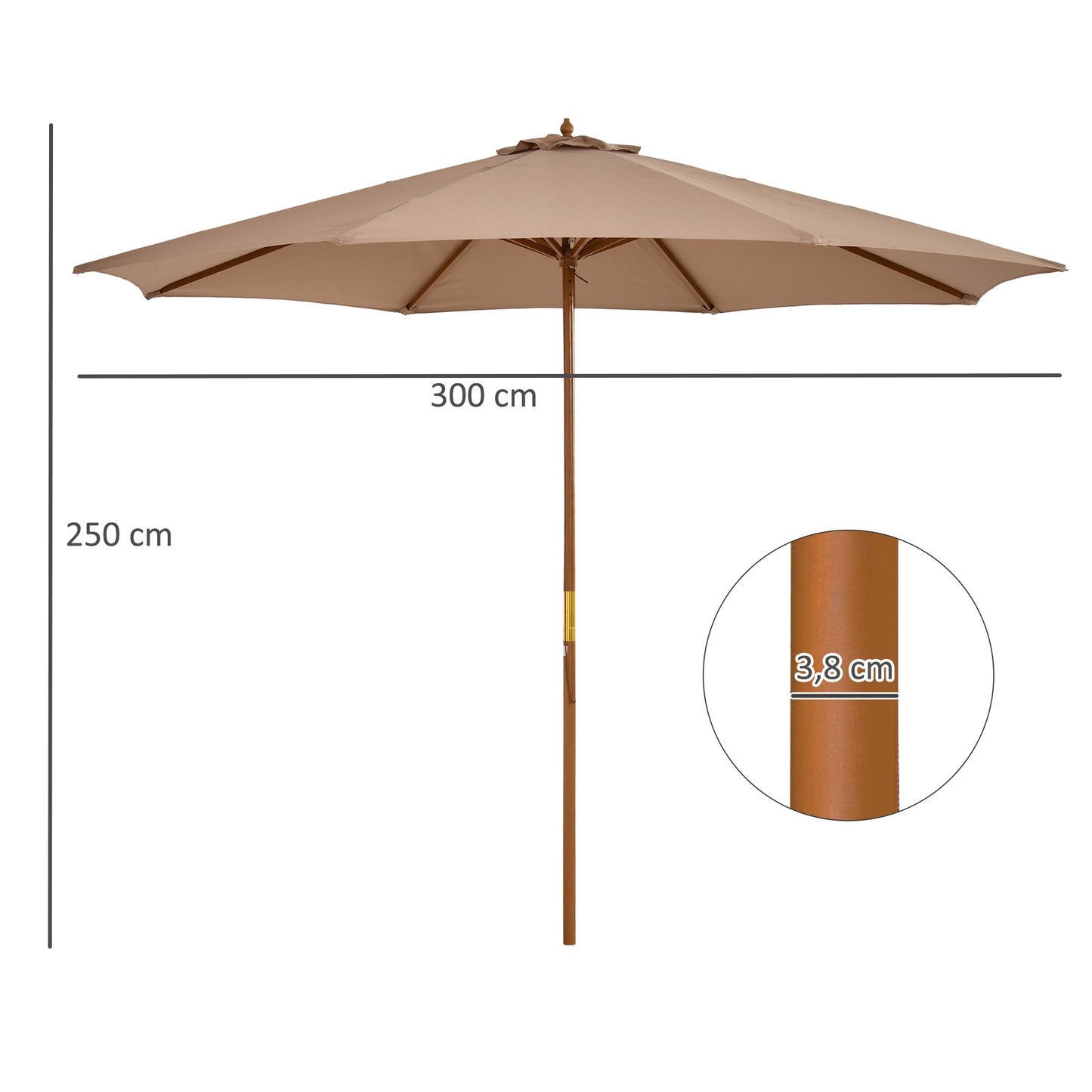 Outsunny Sombrilla De Jardín Ø300 Cm Con Sistema De Polea Y Techo Ventilado_2