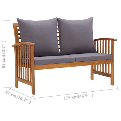 Vidaxl Banco De Jardín Con Cojines 119 Cm Madera Maciza De Acacia_2