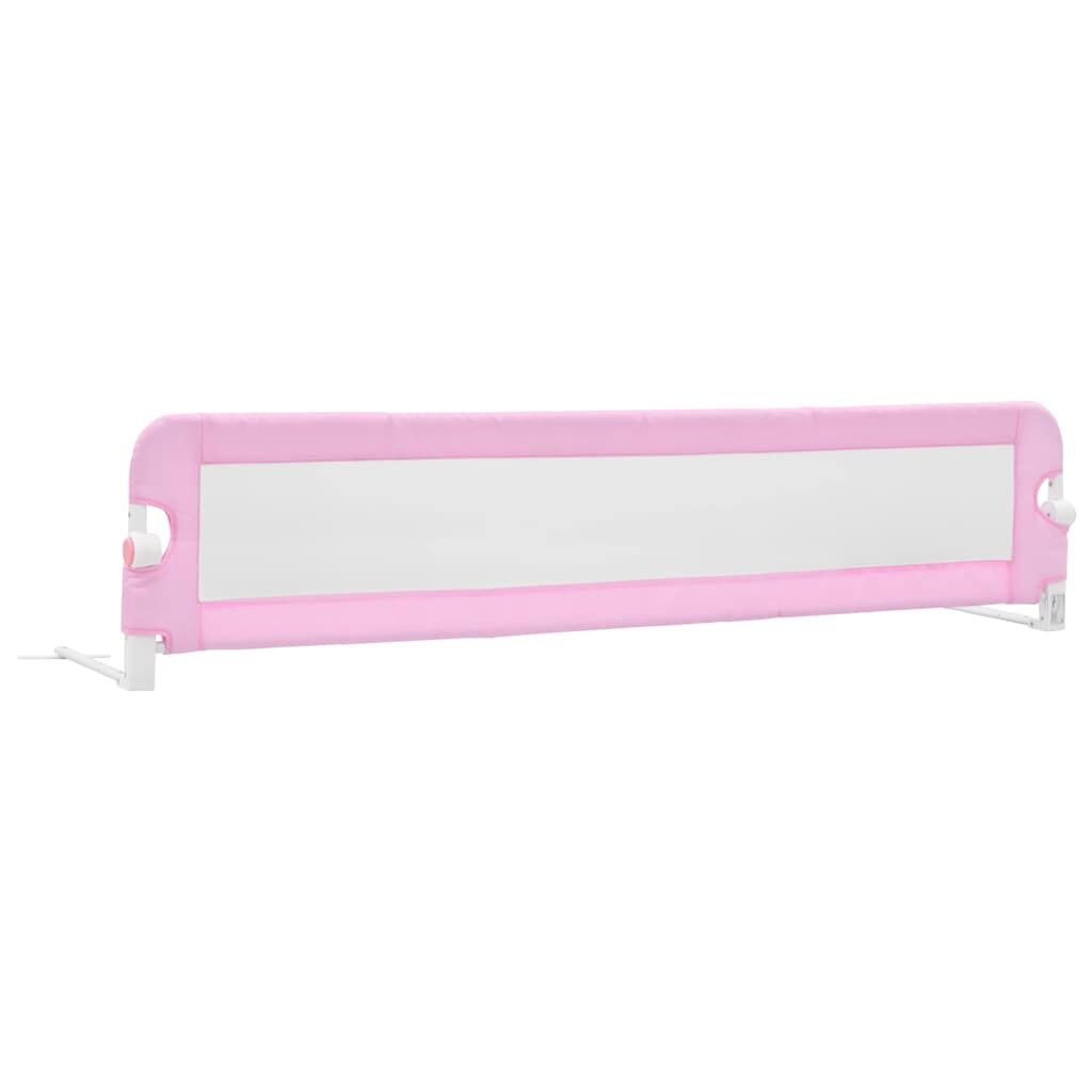 Vidaxl Barandilla De Seguridad Cama De Niño Poliéster Rosa 180x42 Cm_0