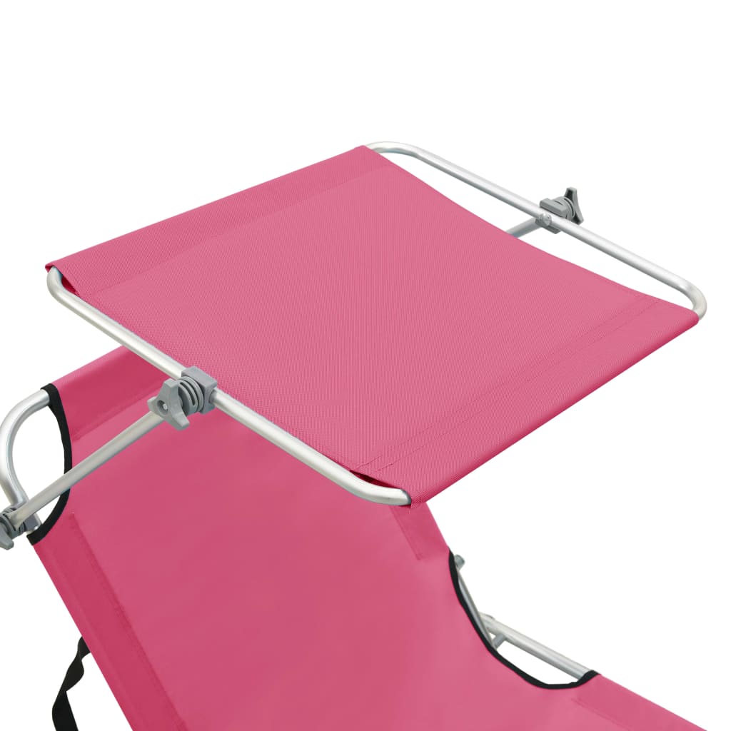 Tumbona Plegable Con Toldo De Acero Rosa Magenta_4