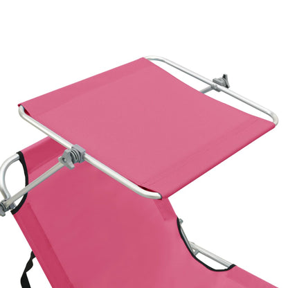 Tumbona Plegable Con Toldo De Acero Rosa Magenta_4