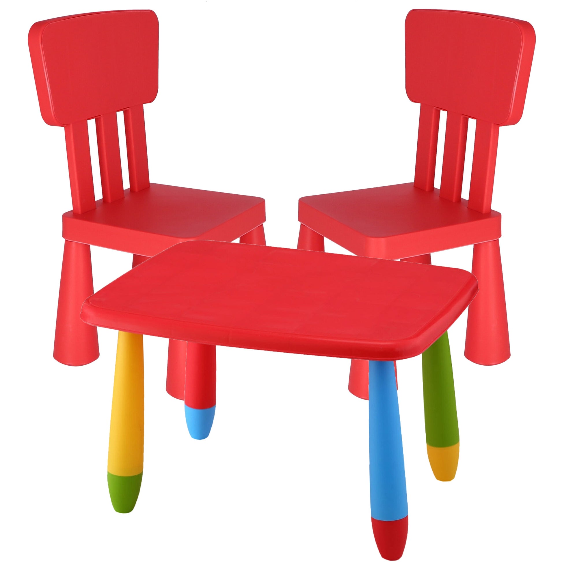 Mesita Infantil Rectangular Roja, Y 2 Sillas