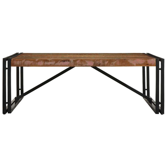 Mesa De Centro Multicolor 100x100x35 Cm Madera Maciza Reciclada_0