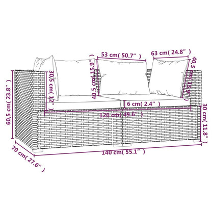 Vidaxl Set Muebles De Jardín 3 Piezas Y Cojines Ratán Sintético Marrón_2