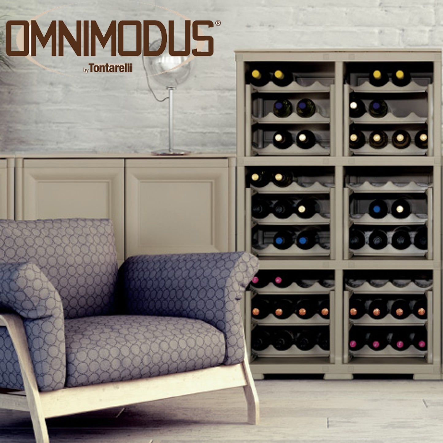 Mueble Omnimodus Portabotellas Para 18 Botellas Modelo Wengé_1