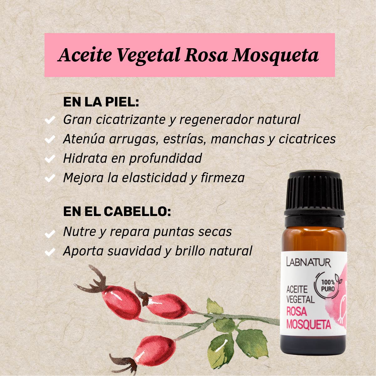 Aceite de Rosa Mosqueta Puro 10 ml | Regenerador y Anti-aging | Hidratante Facial y Corporal_1