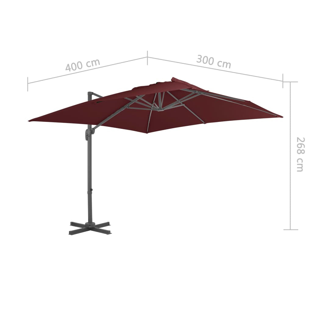 Vidaxl Sombrilla Jardín Voladiza Palo De Aluminio Burdeos 400x300 Cm_2