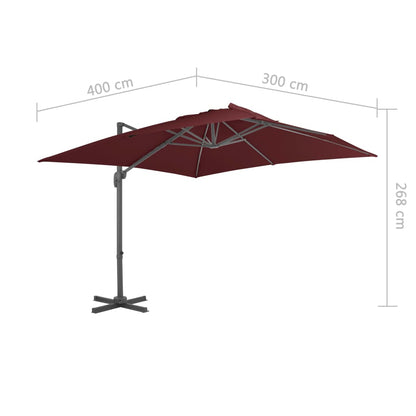 Vidaxl Sombrilla Jardín Voladiza Palo De Aluminio Burdeos 400x300 Cm_2
