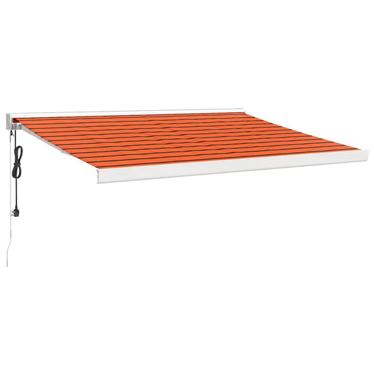 Toldo Retráctil Aluminio Y Tela Naranja Y Marrón 3,5x2,5 M_0