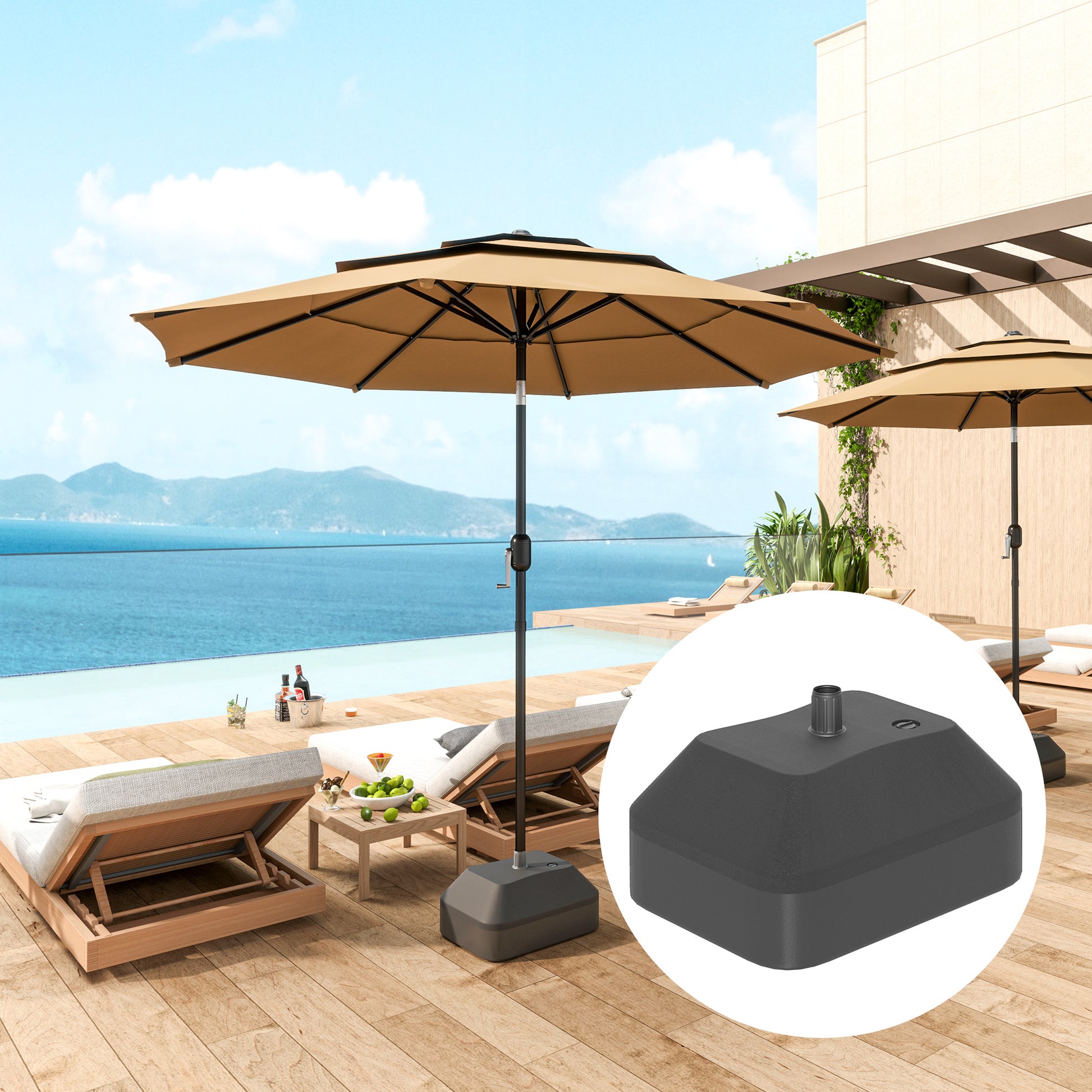 Outsunny Base Para Sombrilla Rellenable Con Agua 20l O Arena 24kg Negro_1