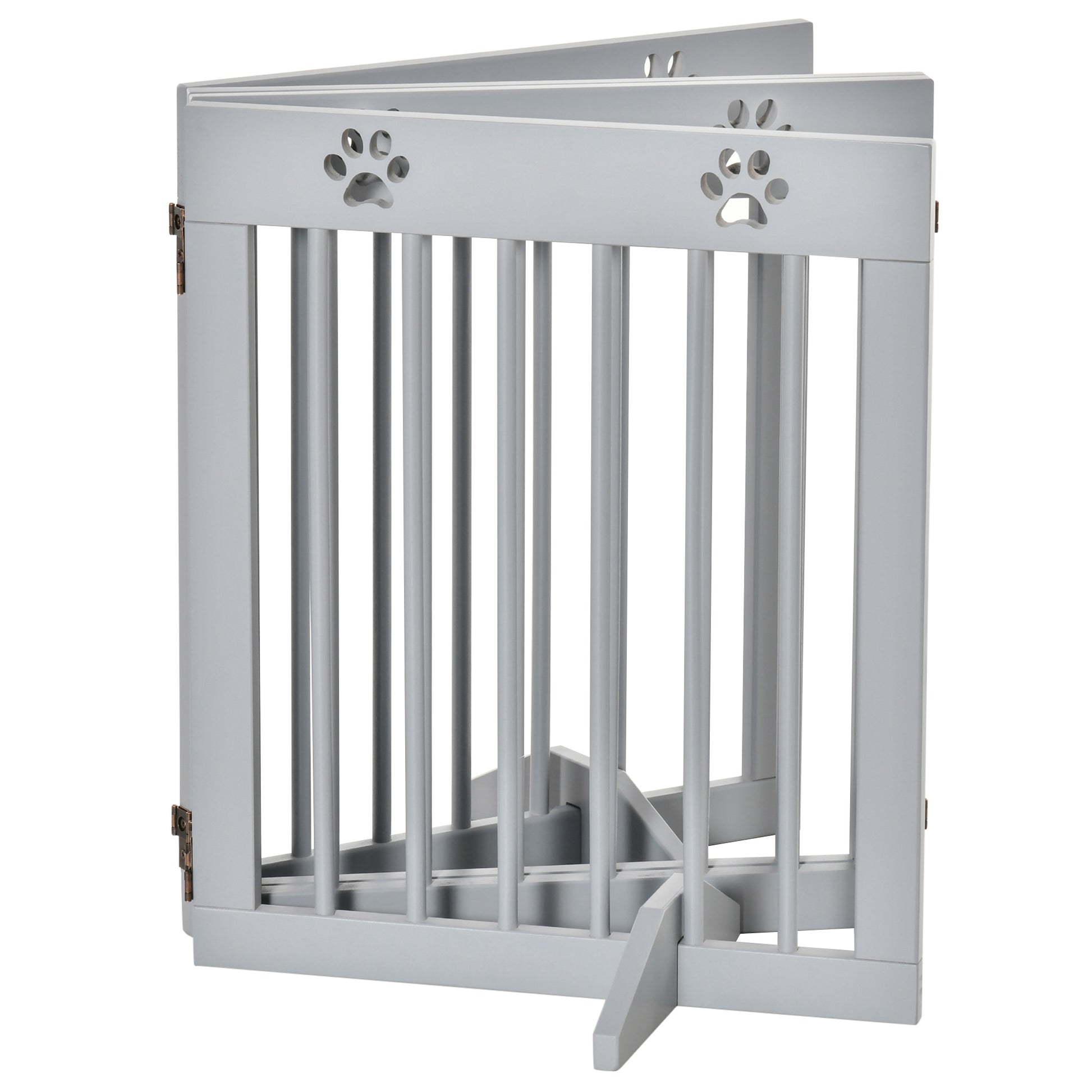 Pawhut Barrera Para Perros Plegable De 4 Paneles 204x30x61 Cm Gris Claro_3