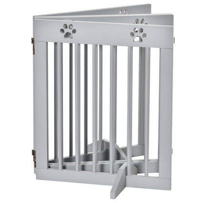 Pawhut Barrera Para Perros Plegable De 4 Paneles 204x30x61 Cm Gris Claro_3