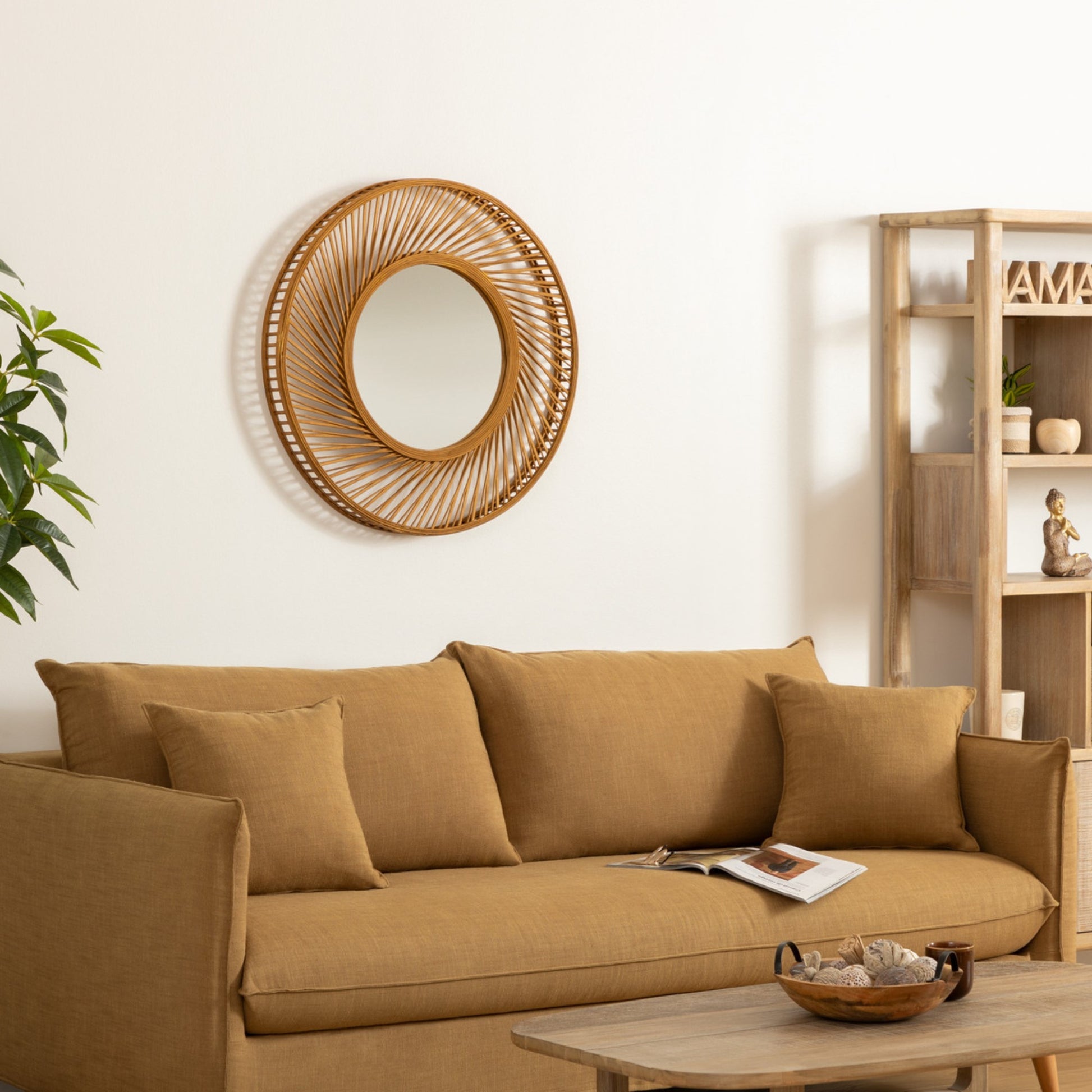 Espejo Espiral Vidhay En Bambú Ø71,7x6,8