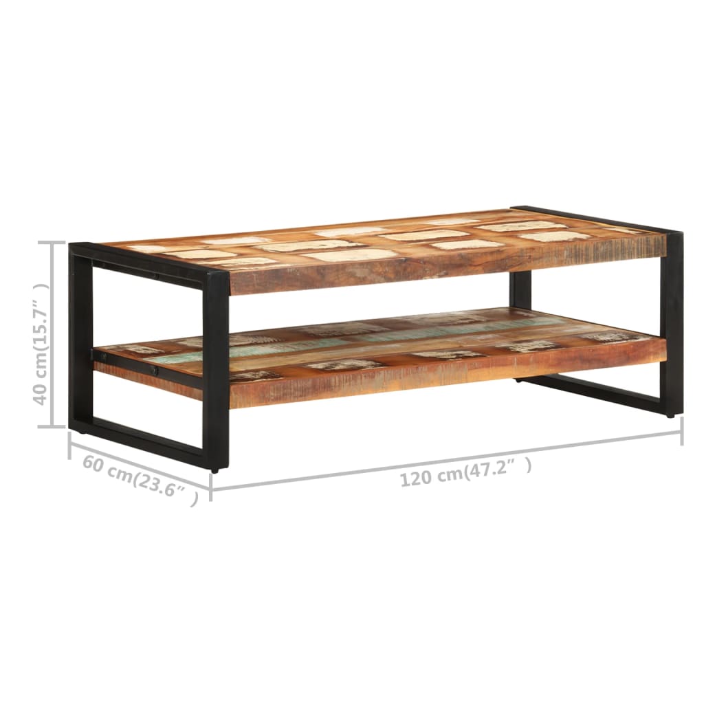 Mesa De Centro Madera Maciza Reciclada 120x60x40 Cm_3