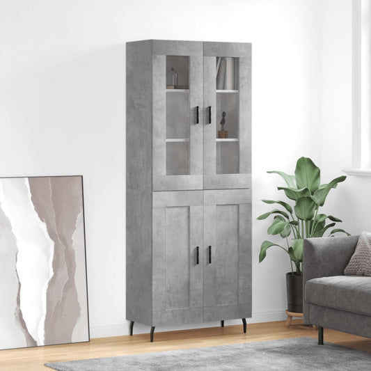 Aparador Alto Madera Contrachapada Gris Hormigón 69,5x34x180 Cm_0