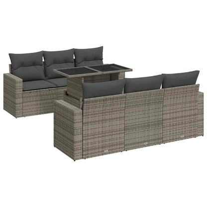 Set De Sofás De Jardín 7 Pzas Con Cojines Ratán Sintético Gris / Vetonek_1