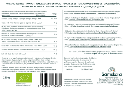 Remolacha En Polvo Bio - 250g | Superalimento Ecológico Vegano En Polvo Para Batidos Y Repostería, Sin Gluten_1