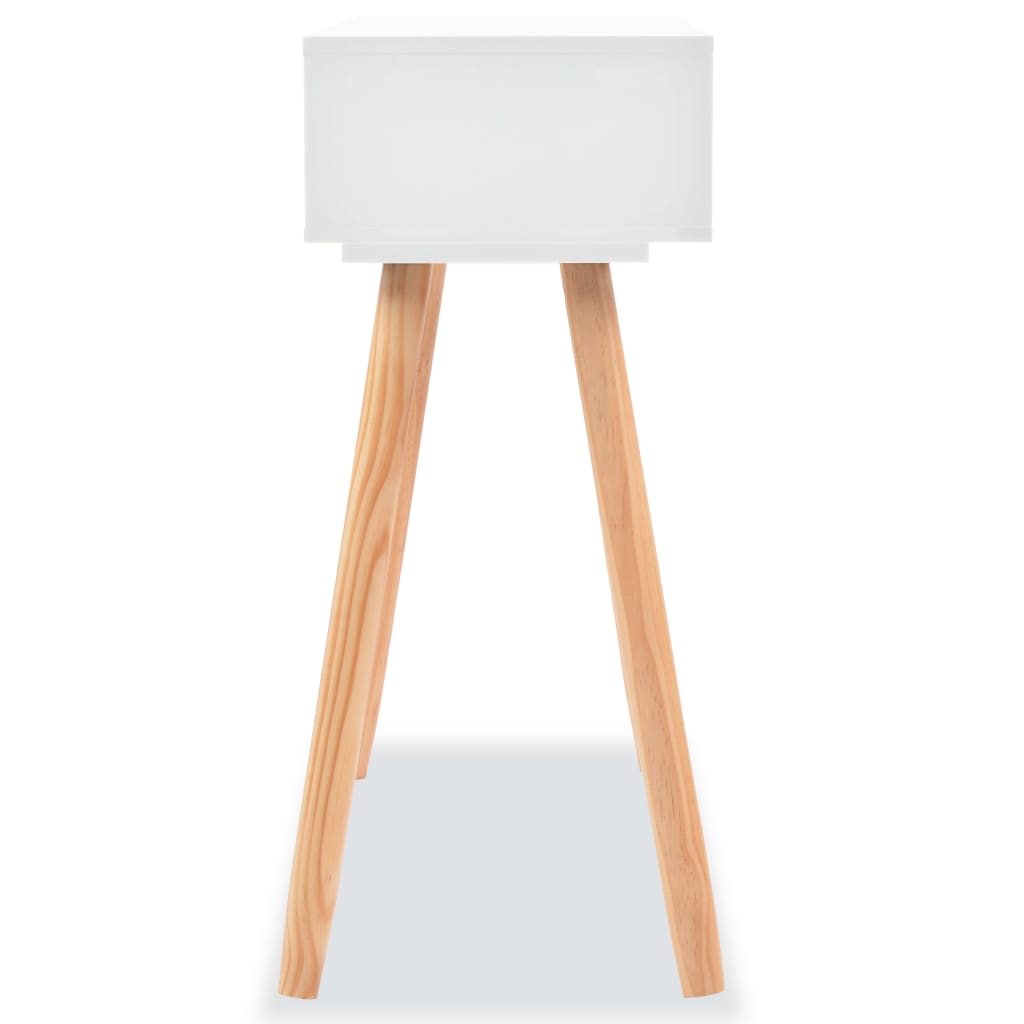 Mesa Consola De Madera Maciza De Pino Blanca 80x30x72 Cm_2