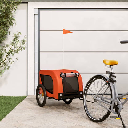 Vidaxl Remolque De Bicicleta Mascotas Hierro Tela Oxford Naranja Negro_1