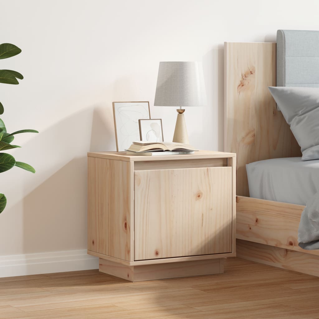 Mesita De Noche De Madera Maciza De Pino 40x30x40 Cm_1