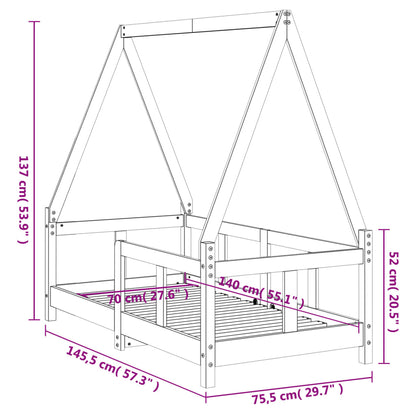 Vidaxl Estructura De Cama Para Niños Madera De Pino Negro 70x140 Cm_2