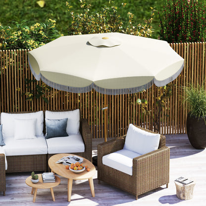 Outsunny Sombrilla Terraza Exterior Ø269 Cm Con Ángulo Ajustable Beige_4