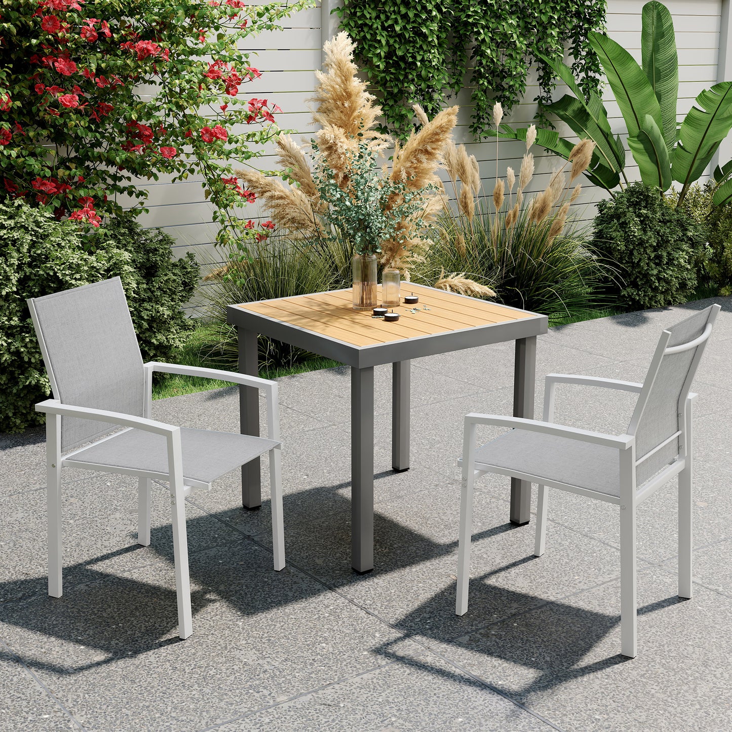 Outsunny Juego De 2 Sillas De Jardín Exterior Con Tela Transpirable Reposabrazos_1