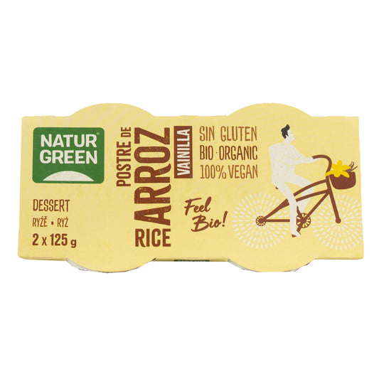 Postre de Arroz Vainilla NaturGreen, 2 X 125 g