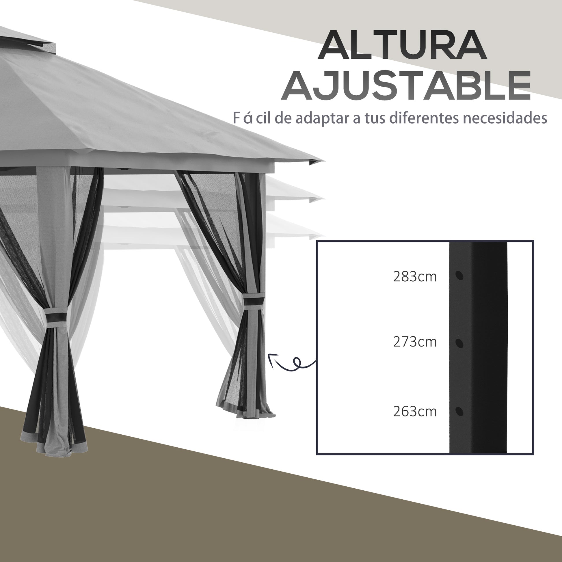 Outsunny Carpa Plegable Pop-up 4x4x2,8 M Altura Ajustable Protección Uv50+_5