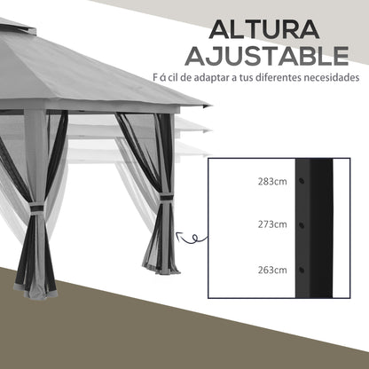 Outsunny Carpa Plegable Pop-up 4x4x2,8 M Altura Ajustable Protección Uv50+_5