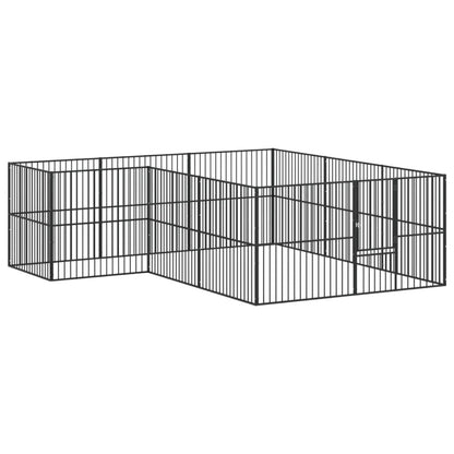 Vidaxl Corralito Para Perros Con 12 Paneles Acero Galvanizado Negro_0