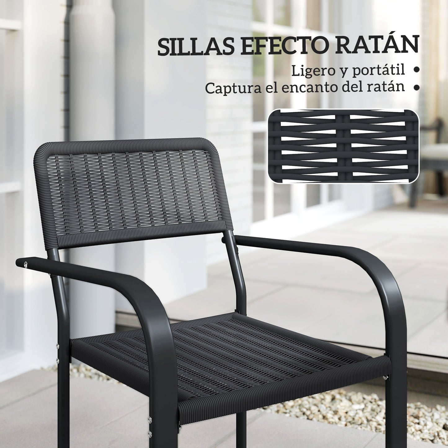 Outsunny Juego De 4 Sillas De Jardín Exterior Apilables_3