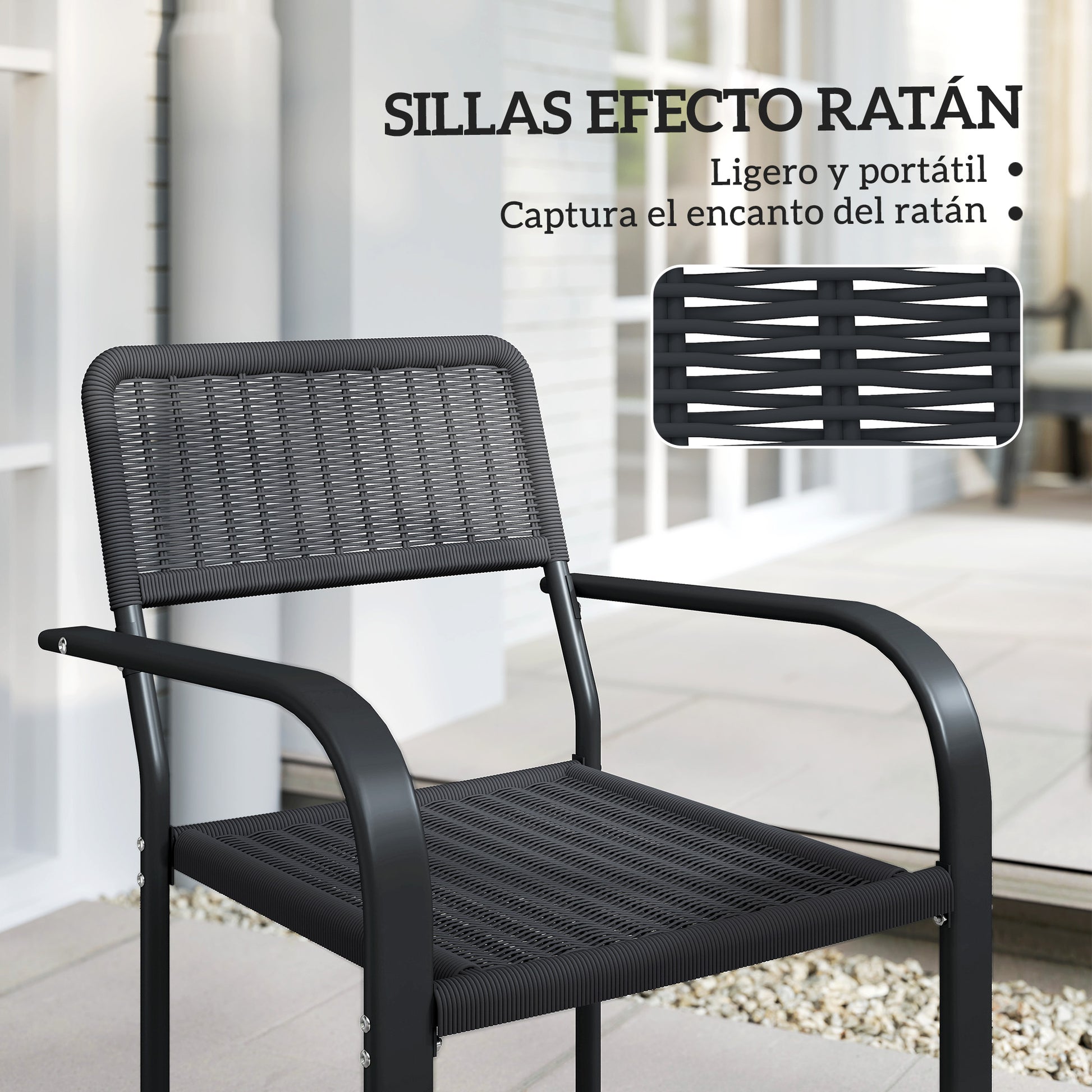 Outsunny Juego De 4 Sillas De Jardín Exterior Apilables_3