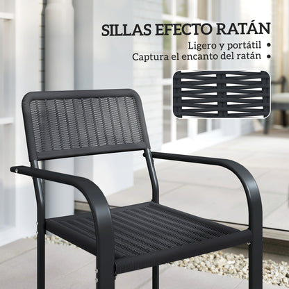Outsunny Juego De 4 Sillas De Jardín Exterior Apilables_3