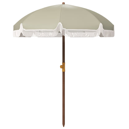 Outsunny Sombrilla De Playa Grande Ø190x210 Cm Con Protección Uv40+ Verde_0
