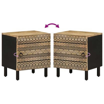 Mesita De Noche Madera Maciza Mango Rugosa Negro 40x33,5x46 Cm_4
