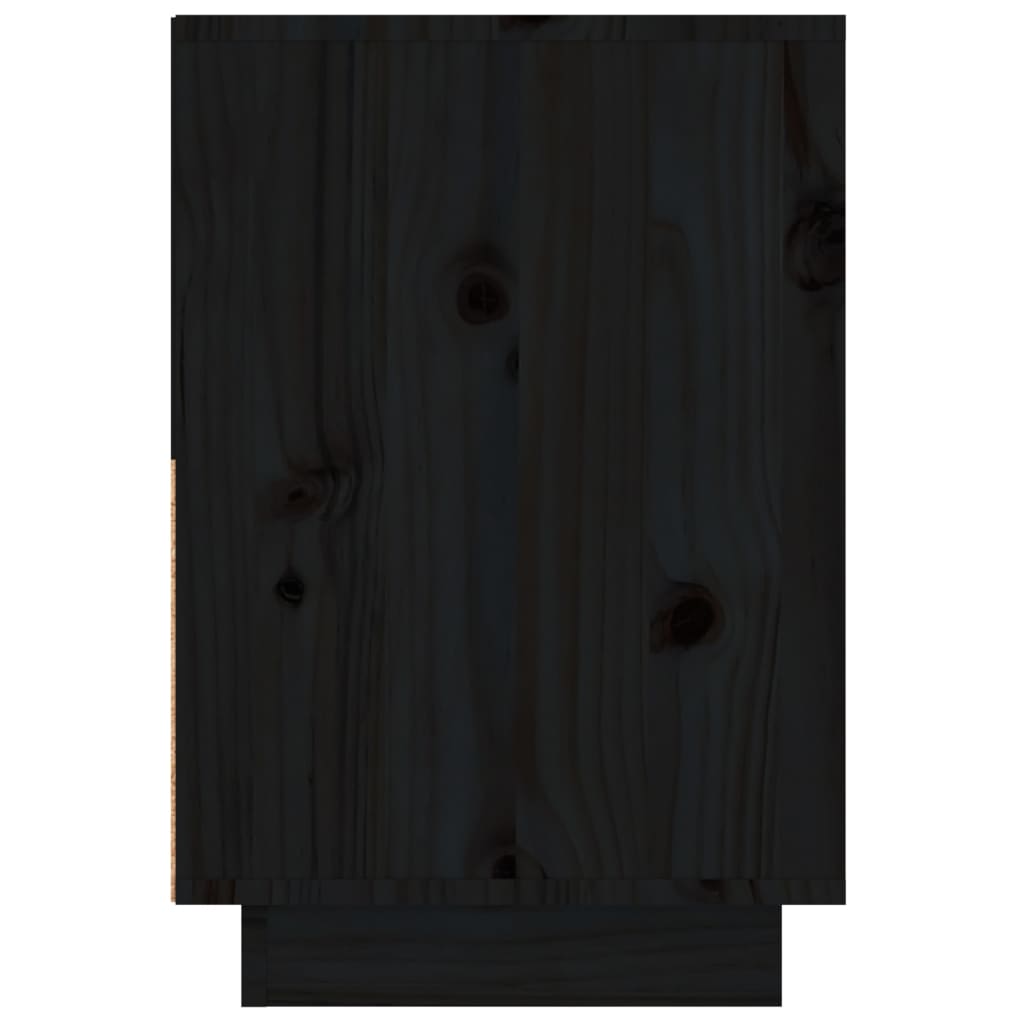 Mesita De Noche Madera Maciza De Pino Negro 60x34x51 Cm_2