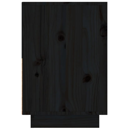 Mesita De Noche Madera Maciza De Pino Negro 60x34x51 Cm_2
