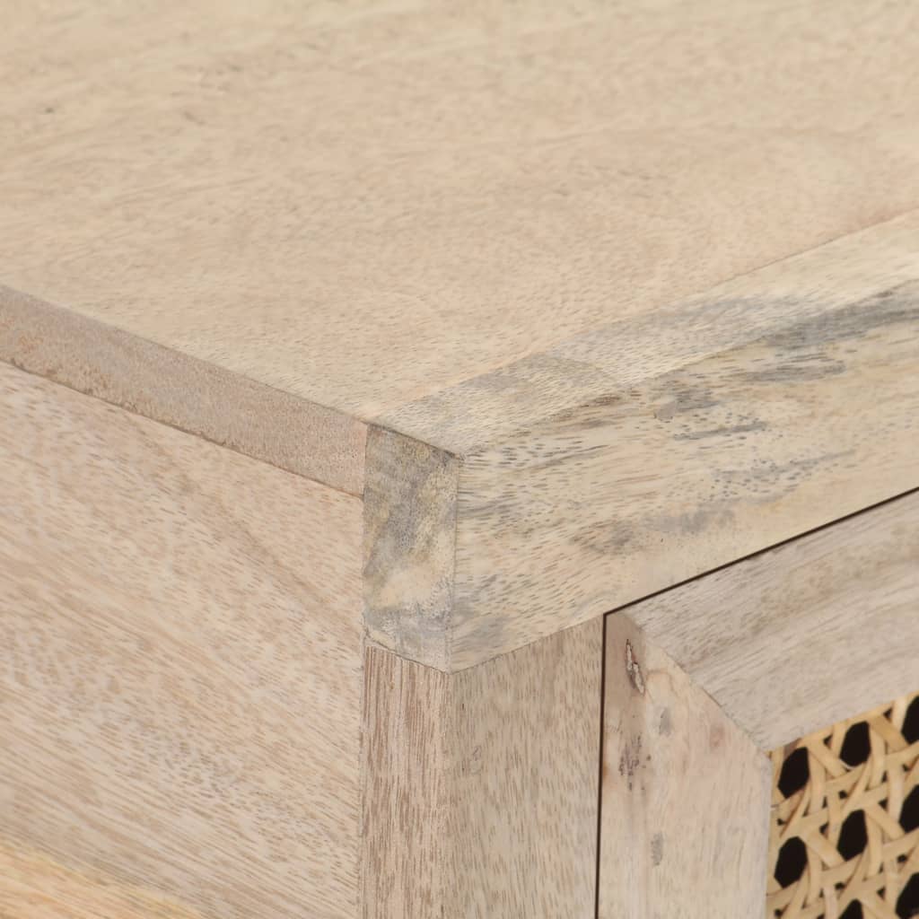 Mesa Consola Madera Maciza De Mango Y Caña Natural 100x35x76 Cm_3