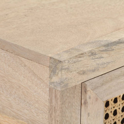Mesa Consola Madera Maciza De Mango Y Caña Natural 100x35x76 Cm_3