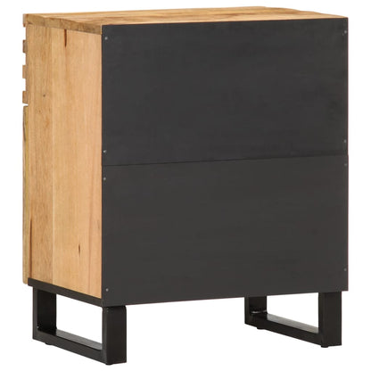 Mesita De Noche De Madera Maciza De Mango Rugosa 50x34x60 Cm_2